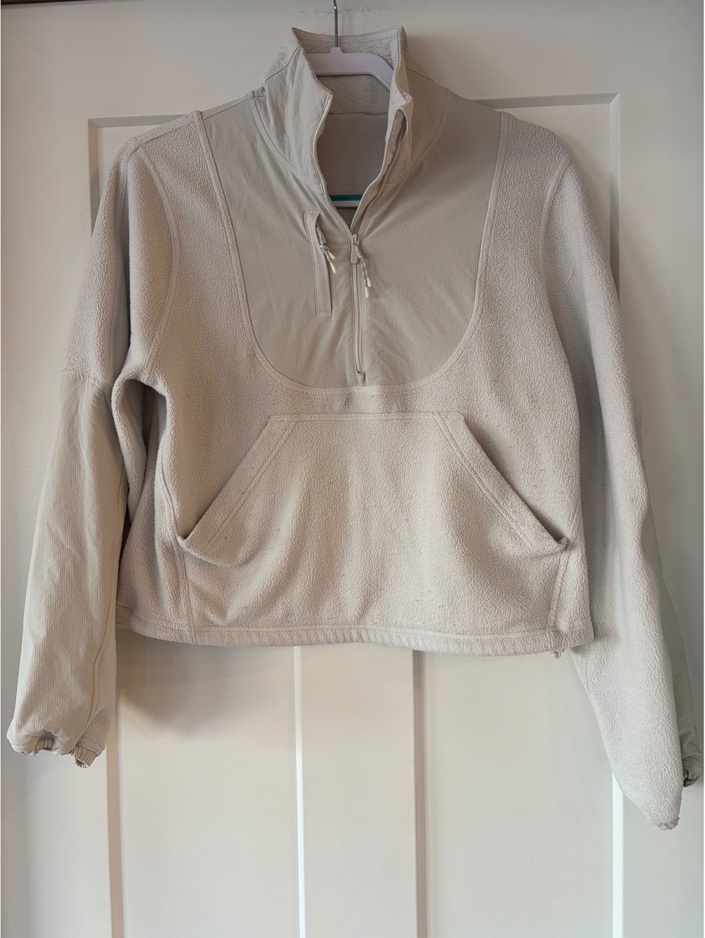 Lululemon Mixed Fabric Half-Zip Pullover — Bone, Size 4